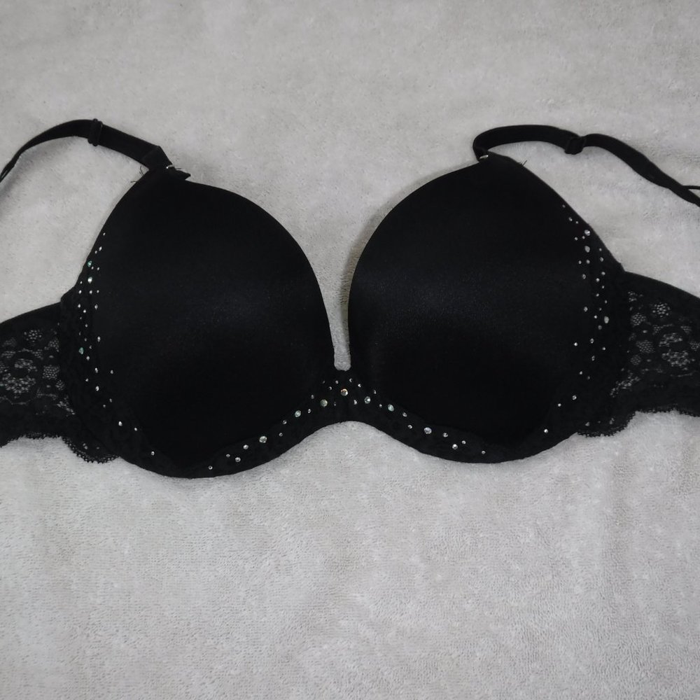 La Senza Black Rhinestone Push Up Bra